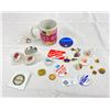 Image 1 : Nice Lot Of Collector Pins In A $50 Bank Note Coffee Mug
