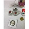 Image 3 : Nice Lot Of Collector Pins In A $50 Bank Note Coffee Mug