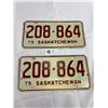 Image 1 : 1975 Saskatchewan Matching Pair Of License Plates