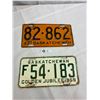 Image 1 : 1942 Saskatchewan Licence Plate And 1955 Saskatchewan Golden Jubilee Licence Plate
