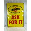 Image 2 : Pennzoil "Ask For It", Double-Sided Metal Sign, Yellow Background