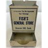 Image 2 : Vintage Original Fish's General Store Tin Matches Holder, Beacon Hill Saskatchewan, Great Shape