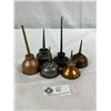 Image 1 : Lot Of 6 Antique Miniature Thumb Oilers, Come In Various Shapes And Size, One Oiler Stamped "Singer"