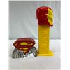 Image 2 : Really Cool Iron Man Giant Pez Dispenser, Works Good And TM And EDC Comics Superman Ceramic Coin Ban