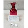 Image 2 : Beautiful Vinatge 2 Handle Cranberry Art Glass with a swivel design and ruffel rim excellent conditi
