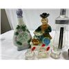 Image 2 : Vintage Lot- Decanters, Chimney, Ink Bottles, Clock Weights & Handled Burl Knot