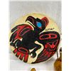 Image 2 : Vintage Indigenous Hide Drum w/ Beater, Carved Stone Face & Beaded Gourd Canteen