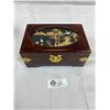 Image 2 : 2 Jewelry Boxes. 1 Wooden 1 Laquer with Cork Carving Art
