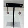 Image 2 : New Tested and Marked 925 Sterling Pink & White Cubic Zirconia Dangle Earrings Good Quality, Nice Sp