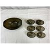 Image 2 : Black Plastic with Gold Flecks 1956 Styson art Salad Bowl Set 1 large 6 Small