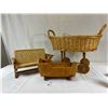 Image 1 : Nice Wicker Doll Basket with wicker couch and wooden cradle