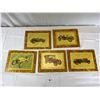 Image 2 : Nice Lot of 5 Antique Car Pictures on Wood