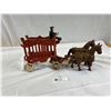 Image 2 : Nice Vintage Cast Iron Horse and Circus Wagon with Rider