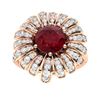 Image 1 : Natural 1.96 CTW Ruby & Diamond Engagement Ring 14K Rose Gold