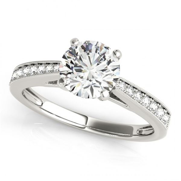 Natural 0.7 ctw Diamond Solitaire Ring 14k White Gold