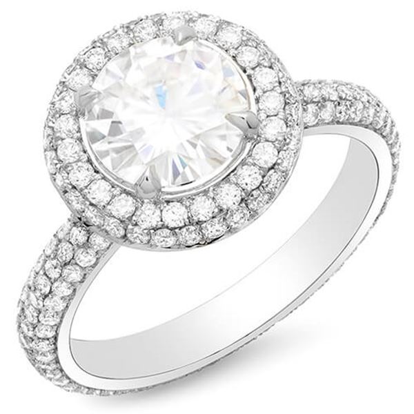 Natural 2.52 CTW Halo Round Cut Eternity Diamond Engagement Ring 14KT White Gold