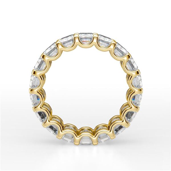 Natural 7.02 CTW U-Setting Emerald Cut Diamond Eternity Ring 14KT Yellow Gold