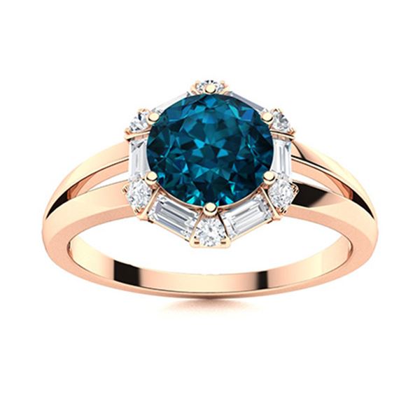 Natural 1.36 CTW Topaz & Diamond Engagement Ring 18K Rose Gold