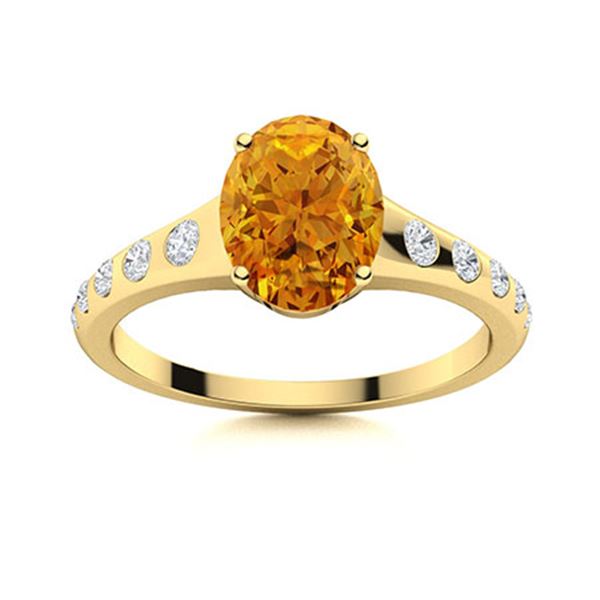 Natural 2.28 CTW Citrine & Diamond Engagement Ring 14K Yellow Gold
