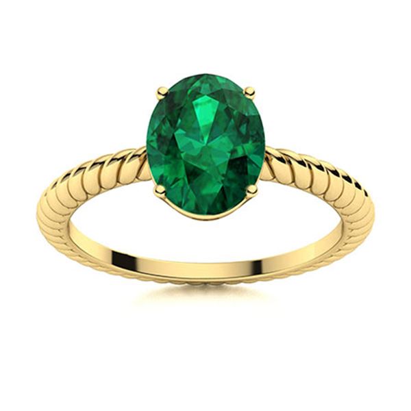 Natural 3.07 CTW Emerald Solitaire Ring 18K Yellow Gold