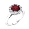 Image 2 : Natural 1.74 CTW Ruby & Diamond Engagement Ring 18K White Gold