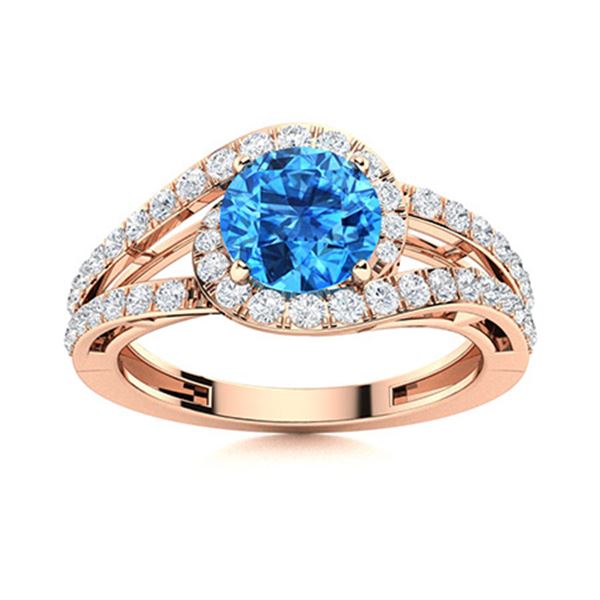 Natural 1.26 CTW Topaz & Diamond Engagement Ring 14K Rose Gold