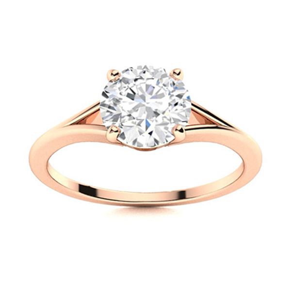 Natural 1.02 CTW Diamond Solitaire Ring 18K Rose Gold