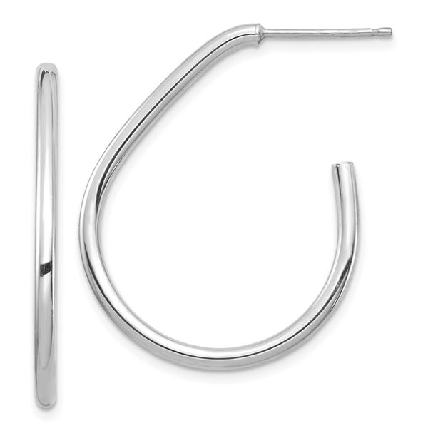 14k White Gold Open Hoop Earrings