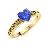 Image 2 : Natural 1.01 CTW Ceylon Sapphire Solitaire Ring 18K Yellow Gold