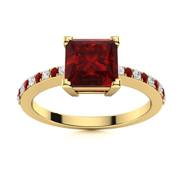 Natural 1.05 CTW Garnet & Diamond  Engagement Ring 18K Yellow Gold