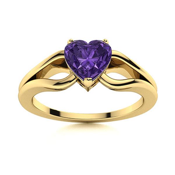 Natural 0.51 CTW Amethyst Solitaire Ring 14K Yellow Gold