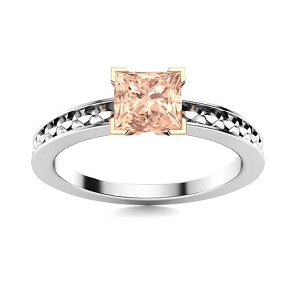 Natural 0.51 CTW Morganite Solitaire Ring 14K White Gold