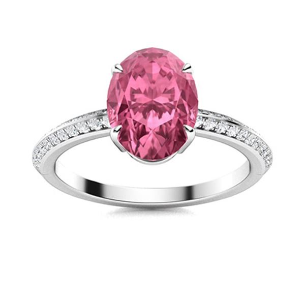 Natural 4.88 CTW Tourmaline & Diamond Engagement Ring 18K White Gold