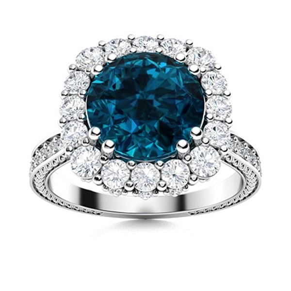 Natural 2.42 CTW Topaz & Diamond Engagement Ring 14K White Gold