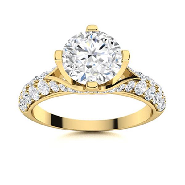 Natural 1.84 CTW Diamond Solitaire Ring 18K Yellow Gold