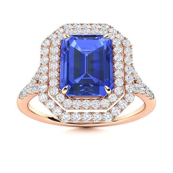 Natural 1.99 CTW Ceylon Sapphire & Diamond Engagement Ring 18K Rose Gold