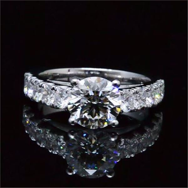 Natural 2.02 CTW Round Cut Diamond Engagement Ring 14KT White Gold