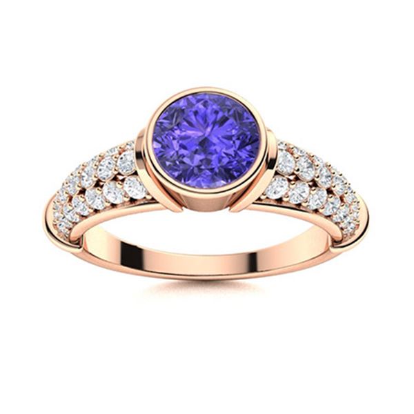 Natural 1.27 CTW Tanzanite & Diamond Engagement Ring 18K Rose Gold