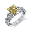 Image 1 : Natural 2.12 CTW Canary Light Yellow Cushion Cut Diamond Ring 18KT Two-tone