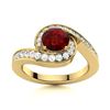 Image 1 : Natural 1.09 CTW Garnet & Diamond Engagement Ring 14K Yellow Gold