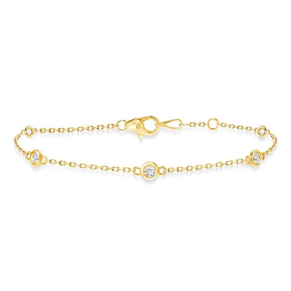 Natural 0.52 CTW Diamond Bezel Bracelet 18KT Yellow Gold