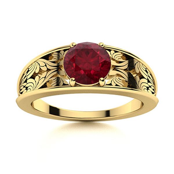 Natural 1.31 CTW Ruby Solitaire Ring 14K Yellow Gold
