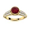 Image 1 : Natural 1.37 CTW Ruby & Diamond Engagement Ring 18K Yellow Gold