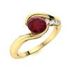 Image 2 : Natural 0.79 CTW Ruby & Diamond Engagement Ring 18K Yellow Gold