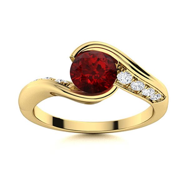 Natural 0.82 CTW Garnet & Diamond Engagement Ring 18K Yellow Gold