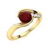 Image 2 : Natural 0.82 CTW Garnet & Diamond Engagement Ring 18K Yellow Gold