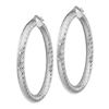 Image 2 : 14k White Gold Diamond-cut Round Hoop Earrings - 4x35 mm