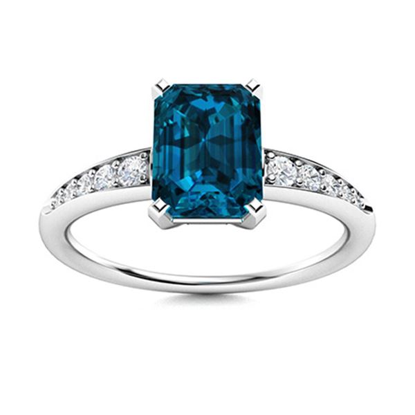 Natural 1.30 CTW Topaz & Diamond Engagement Ring 14K White Gold