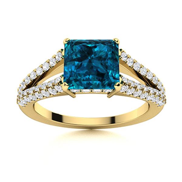 Natural 1.40 CTW Topaz & Diamond Engagement Ring 14K Yellow Gold
