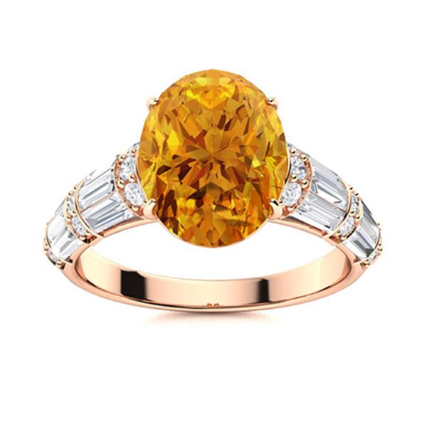 Natural 3.47 CTW Citrine & Diamond Engagement Ring 14K Rose Gold